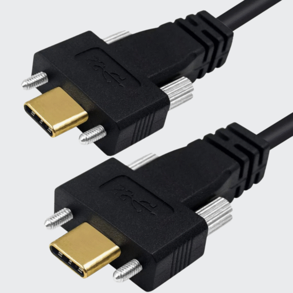 Black Type-C Usb 3.1 Usb-C Male To Male Type-C Usb 3.1 Usb-C With M2 Screws Locking Panel Mount Type 10Gbps Data Cable - 3 Years Warranty